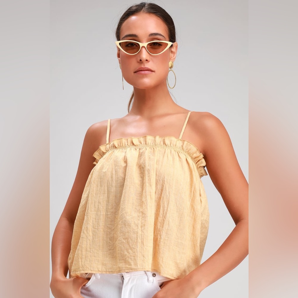 Lulus Golden Yellow Sleeveless Crop Top